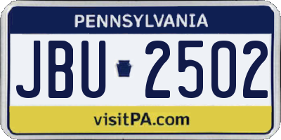 PA license plate JBU2502