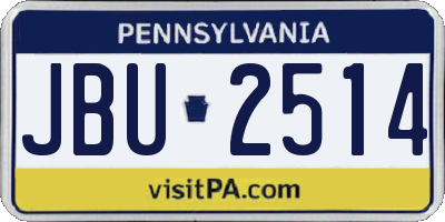 PA license plate JBU2514