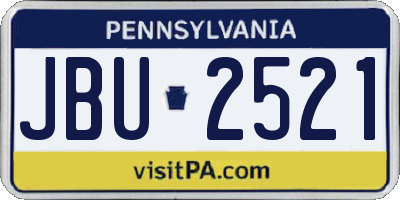 PA license plate JBU2521