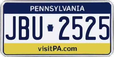 PA license plate JBU2525