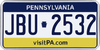 PA license plate JBU2532