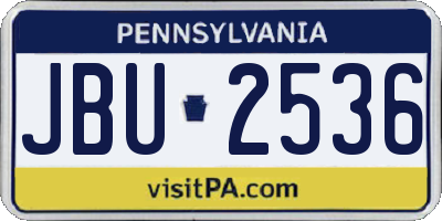 PA license plate JBU2536