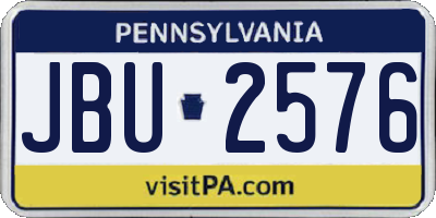 PA license plate JBU2576