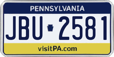 PA license plate JBU2581