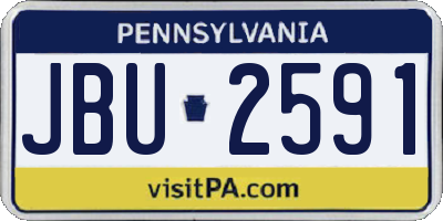 PA license plate JBU2591