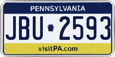 PA license plate JBU2593