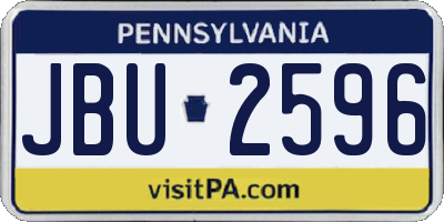 PA license plate JBU2596