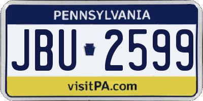 PA license plate JBU2599