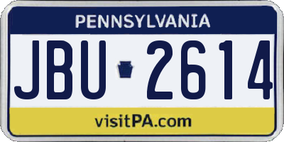 PA license plate JBU2614