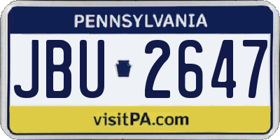 PA license plate JBU2647