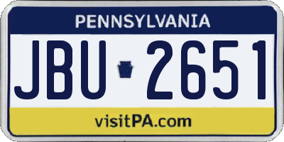 PA license plate JBU2651