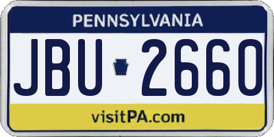 PA license plate JBU2660