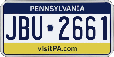 PA license plate JBU2661