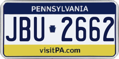 PA license plate JBU2662
