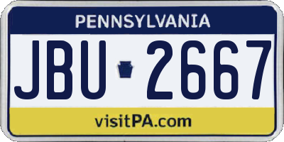 PA license plate JBU2667
