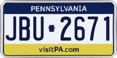 PA license plate JBU2671