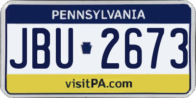 PA license plate JBU2673