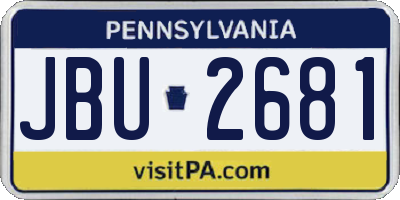 PA license plate JBU2681