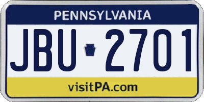 PA license plate JBU2701