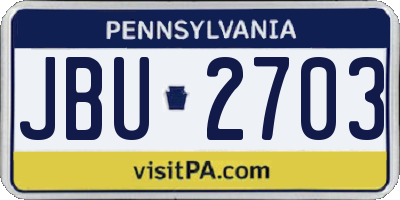 PA license plate JBU2703