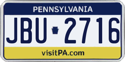 PA license plate JBU2716