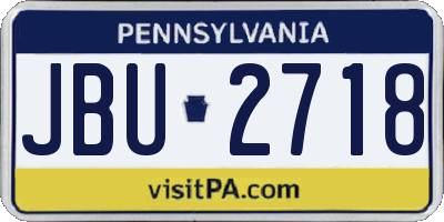 PA license plate JBU2718