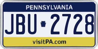 PA license plate JBU2728