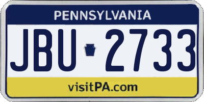 PA license plate JBU2733