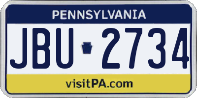 PA license plate JBU2734