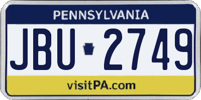PA license plate JBU2749