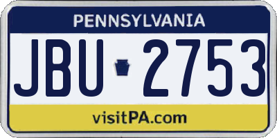 PA license plate JBU2753