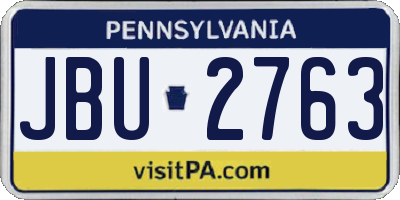 PA license plate JBU2763
