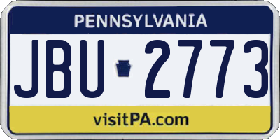 PA license plate JBU2773