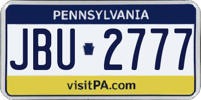 PA license plate JBU2777