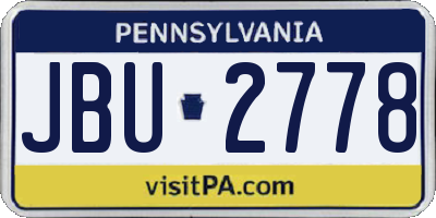 PA license plate JBU2778