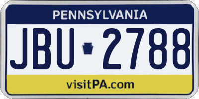 PA license plate JBU2788