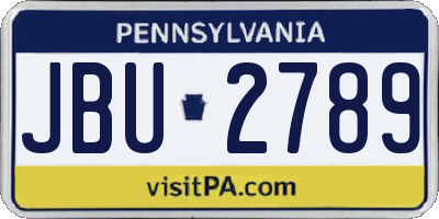 PA license plate JBU2789