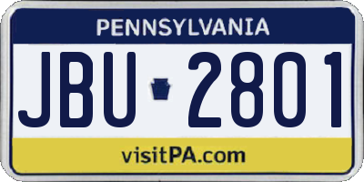 PA license plate JBU2801