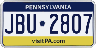 PA license plate JBU2807
