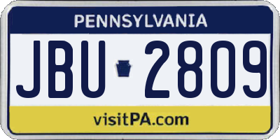 PA license plate JBU2809