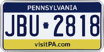 PA license plate JBU2818