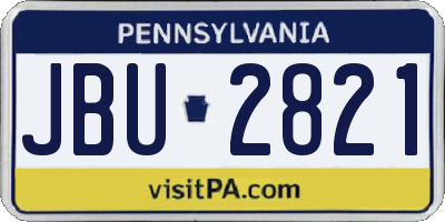 PA license plate JBU2821