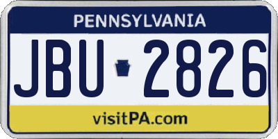PA license plate JBU2826
