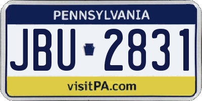 PA license plate JBU2831