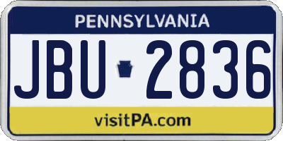 PA license plate JBU2836