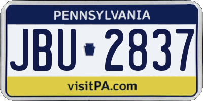 PA license plate JBU2837