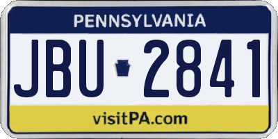 PA license plate JBU2841