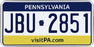 PA license plate JBU2851