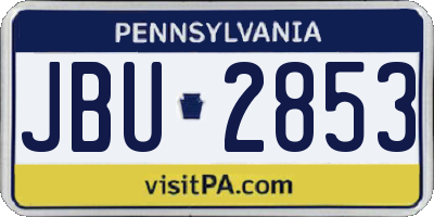 PA license plate JBU2853