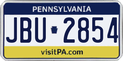 PA license plate JBU2854